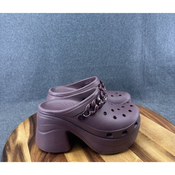 Crocs Siren Chain Clog Dark Cherry Men's 4 Womens 6 Platform Heels - Picture 1 of 10
